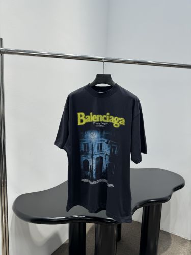 ユニセックス プリント クルーネック 半袖Tシャツ バレンシアガ Tシャツ 偽物
