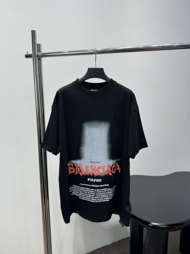 ユニセックス プリント 半袖Tシャツ バレンシアガ Tシャツ 偽物 ブラック