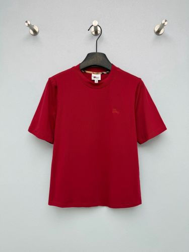 シンプル クルーネック 半袖Tシャツ バーバリー Tシャツ 偽物 コットン レッド