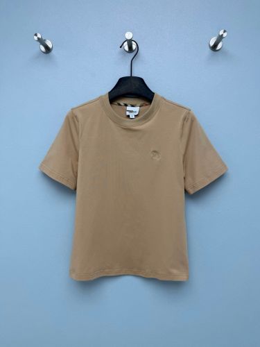 シンプル クルーネック 半袖Tシャツ バーバリー Tシャツ 偽物 コットン ベージュ