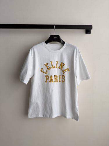 カジュアル 洗練された ロゴ入り コットン セリーヌ Tシャツ 偽物 半袖Tシャツ ホワイト