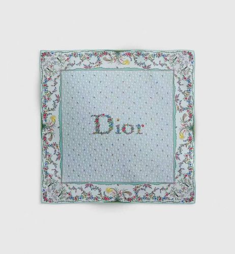 Dioramour Revolution Flowers スクエアスカーフ クリスチャン・ディオール スカーフ 偽物 ライトブルー