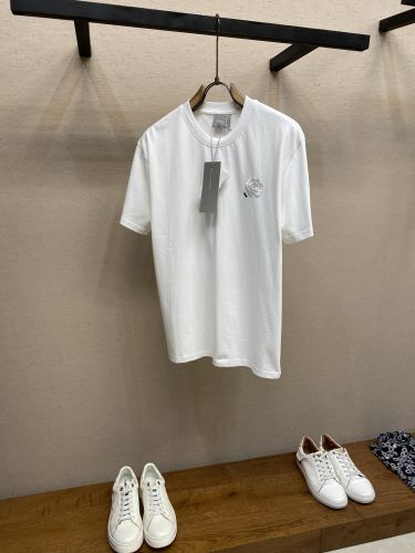 シンプル フラワー刺繡 半袖Tシャツ クリスチャン・ディオール Tシャツ 偽物 ホワイト