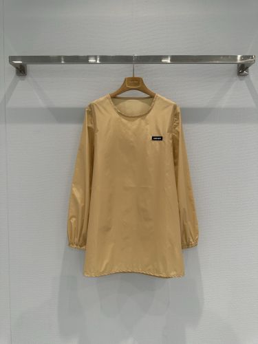 シンプル ナイロン チュニックトップス ミュウミュウ シャツ 偽物 カーキ