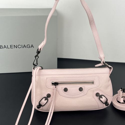 バレンシアガ バッグ 偽物 スタイリッシュ レザー ミニショルダーバッグ ピンク