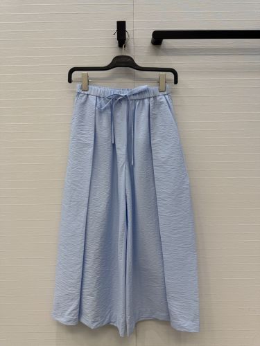 アナグラム コットン ドローストリングワイドパンツ ロエベ パンツ 偽物 ライトブルー