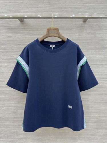 アナグラム コットンブレンド 半袖Tシャツ ロエベ Tシャツ 偽物 ネイビー
