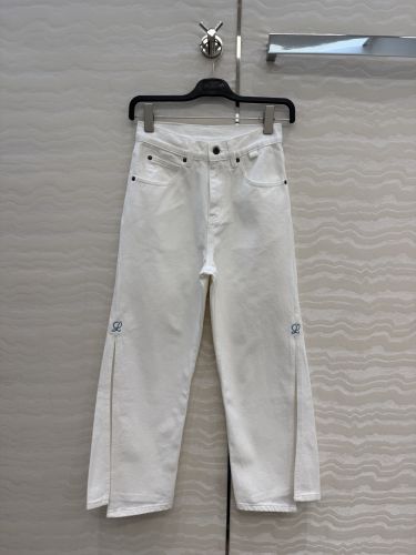 お洒落 スリット入り デニムパンツ ロエベ ジーンズ コピー ホワイト