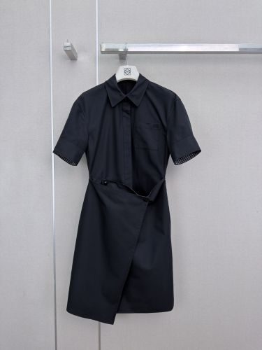 洗練された コットンブレンド 半袖ドレス ロエベ ワンピース コピー ブラック