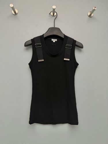 ストラップ付き リブ タンクトップ ロエベ ニット コピー 合わせやすい ブラック