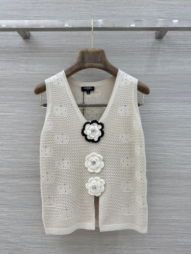 カメリア 透かし編み Vネック ニットベスト シャネル ニット コピー ジレ