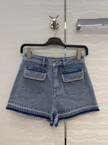 おしゃれ チェーンディテール デニム ショートパンツ シャネル パンツ