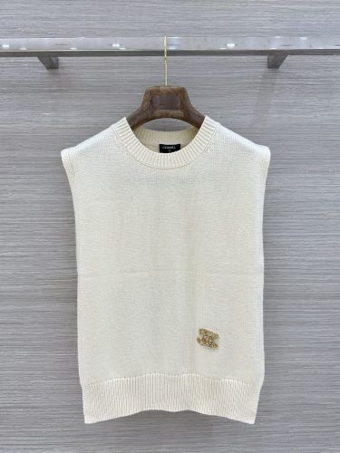 シンプル 上品 合わせやすい ニットベスト シャネル ニット コピー オフホワイト