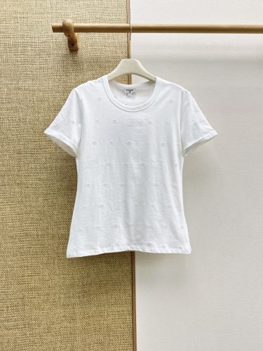 お洒落 可愛い パンチング 半袖Tシャツ シャネル Tシャツ コピー ホワイト