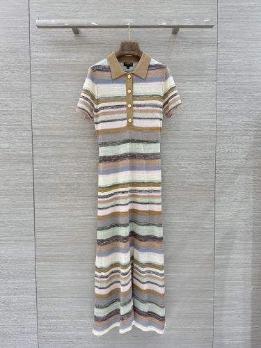 マルチボーダー 半袖 ロングワンピース シャネル ワンピース コピー