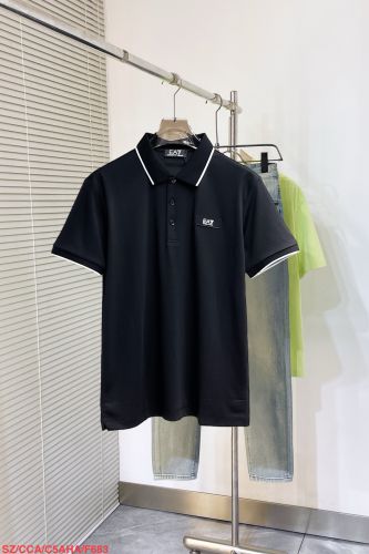 シンプル 洗練された 半袖 ポロシャツ アルマーニ Tシャツ 偽物 ブラック