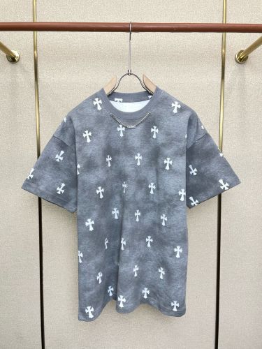 クロス総柄 クルーネック 半袖Tシャツ クロムハーツ Tシャツ 偽物 トップス