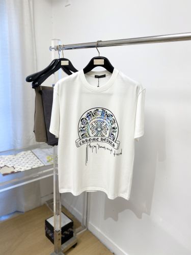 カジュアル プリント クロムハーツ Tシャツ 偽物 クルーネック 半袖Tシャツ ホワイト
