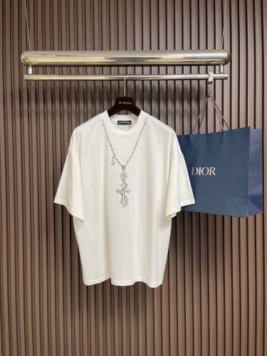 ネックレスプリント 半袖Tシャツ クロムハーツ Tシャツ 偽物 クルーネック