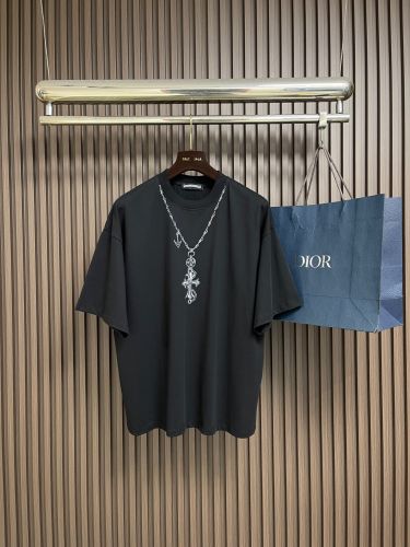 クロムハーツ Tシャツ 偽物 ネックレスプリント 半袖Tシャツ クルーネック