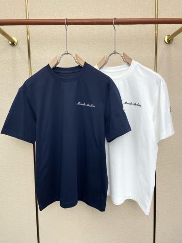 シンプル 洗練された ロゴ刺繍 半袖Tシャツ モンクレール Tシャツ 偽物