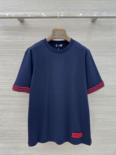 お洒落 カジュアル コットン 半袖Tシャツ モンクレール Tシャツ コピー ブルー