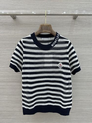爽やか ロゴ刺繍 ボーダー サマーニット モンクレール Tシャツ 偽物 プルオーバー