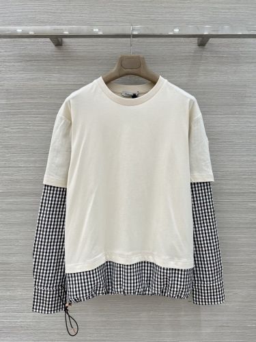 レイヤード風 ギンガムチェック 切り替え 長袖 プルオーバー モンクレール Tシャツ 偽物 