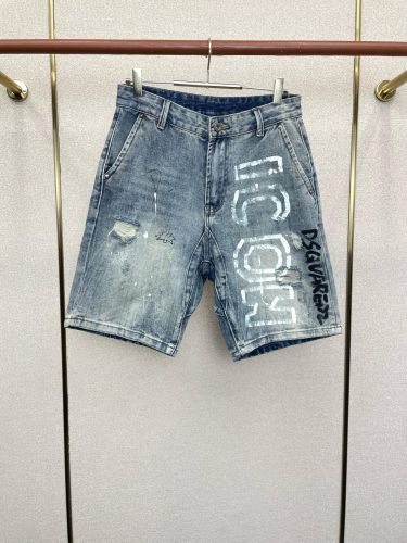 お洒落 ロゴプリント デニム ショートパンツ ディースクエアード ジーンズ 偽物