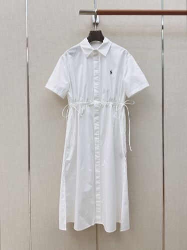 洗練された コットン 半袖 シャツワンピース ラルフローレン ワンピース 偽物 ホワイト