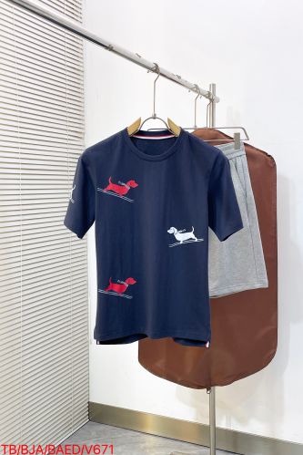 ヘクターモチーフ コットン クルーネックTシャツ トムブラウン Tシャツ コピー ネイビー