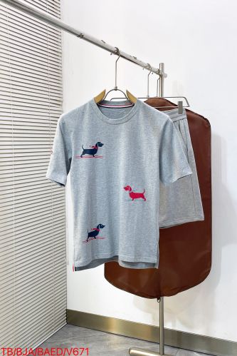ヘクターモチーフ コットン クルーネックTシャツ トムブラウン Tシャツ コピー グレー