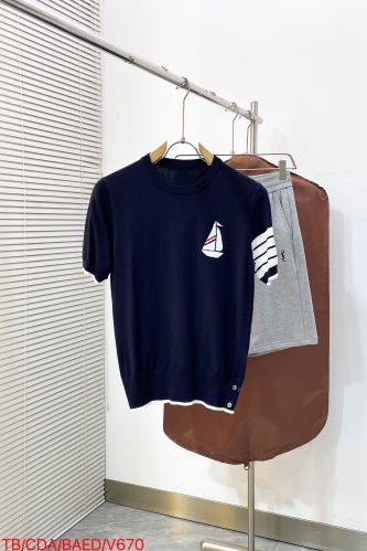 爽やか ヨットモチーフ 半袖 サマーニット トムブラウン Tシャツ 偽物 ネイビー