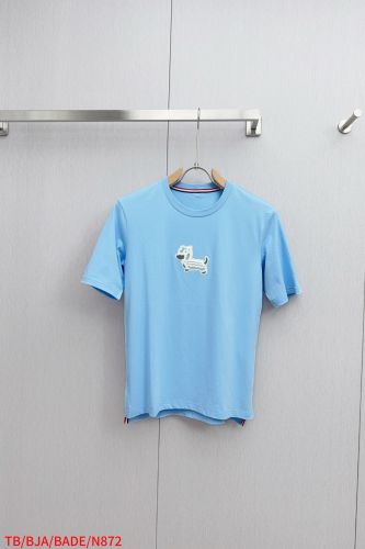 シンプル 可愛い ヘクター クルーネック 半袖Tシャツ トムブラウン Tシャツ 偽物 ブルー