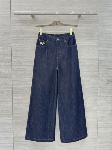 洗練された カジュアル ワイドレッグ デニムパンツ トムブラウン ジーンズ 偽物 ブルー