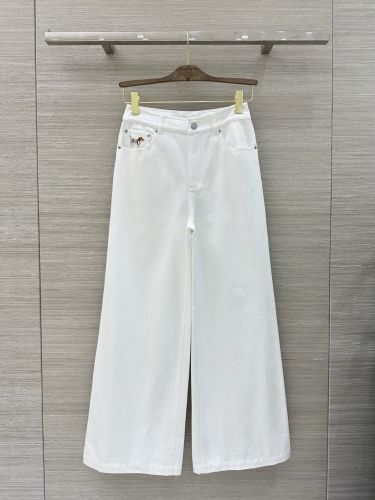 洗練された カジュアル ワイドレッグ デニムパンツ トムブラウン ジーンズ 偽物 ホワイト