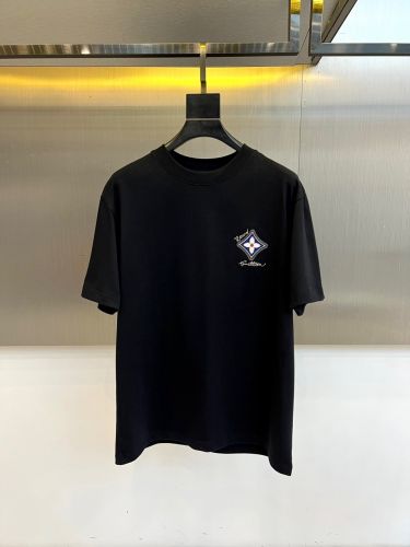 おしゃれ ロゴ入り コットン 半袖Tシャツ ルイ・ヴィトン Tシャツ 偽物 ブラック