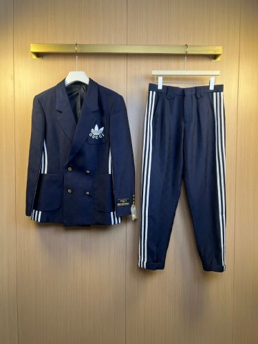 adidas × GUCCI ジャケット ＆ スラックス セットアップ スーツ グッチ セットアップ 偽物 ネイビー