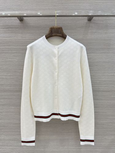 GGジャガード クルーネックカーディガン グッチ ニット 偽物 ホワイト