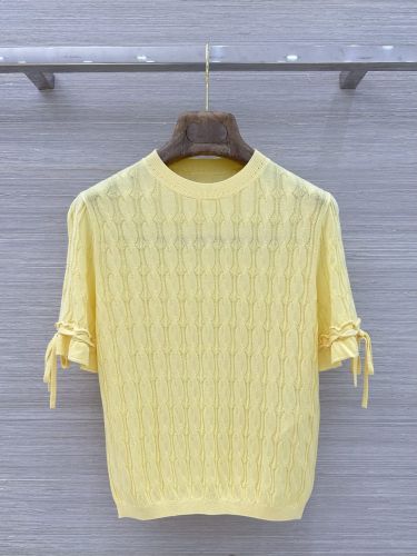 クラシック ケーブル編み 半袖サマーニット グッチ ニット 偽物 イエロー