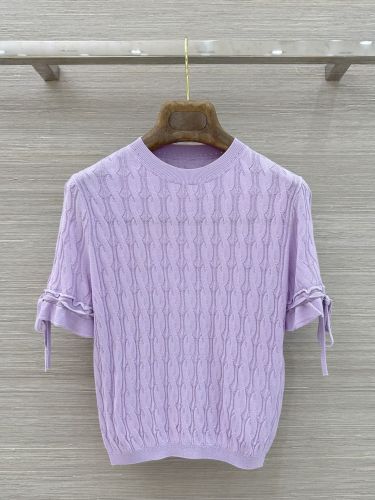 クラシック ケーブル編み 半袖サマーニット グッチ ニット 偽物 パープル