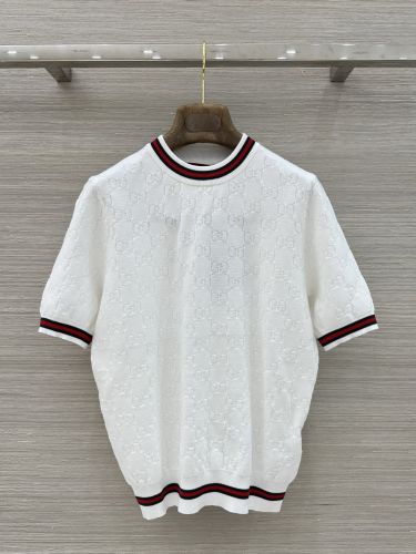 GGジャガード 半袖 クルーネック サマーニット グッチ ニット 偽物 ホワイト