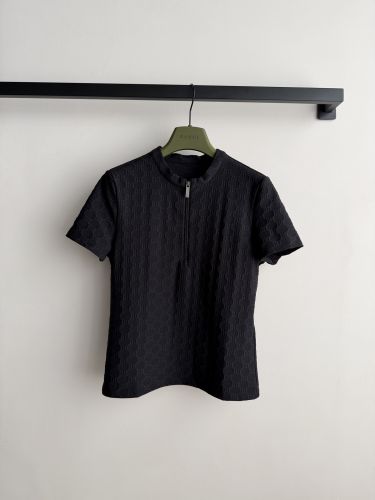 ハーフジップ GGジャガード 半袖トップス グッチ Tシャツ 偽物 ブラック