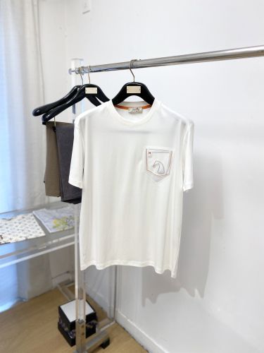 異素材ディテール クルーネック 半袖Tシャツ エルメス Tシャツ 偽物 ホワイト