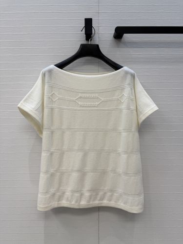 カシミヤ 半袖ニット トップス エルメス Tシャツ スーパーコピー ホワイト