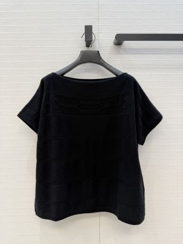 カシミヤ 半袖ニット トップス エルメス Tシャツ スーパーコピー ブラック