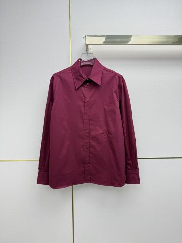 エルメス シャツ 偽物 洗練された シンプル コットン 長袖シャツ ボルドー
