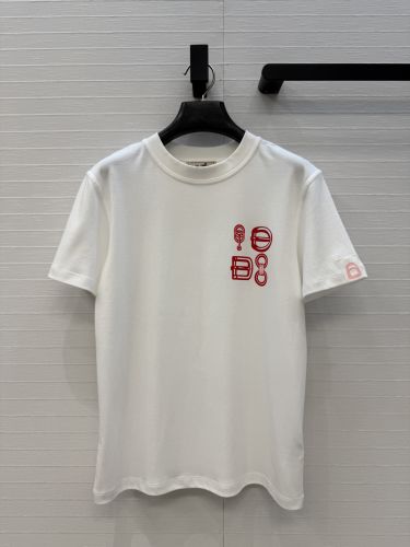 シンプル お洒落 プリント入り 半袖Tシャツ エルメス Tシャツ 偽物 ホワイト