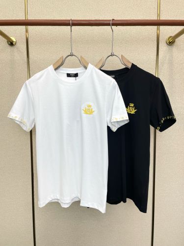 カジュアル 刺繍入り 半袖Tシャツ フェンディ Tシャツ 偽物 クルーネック