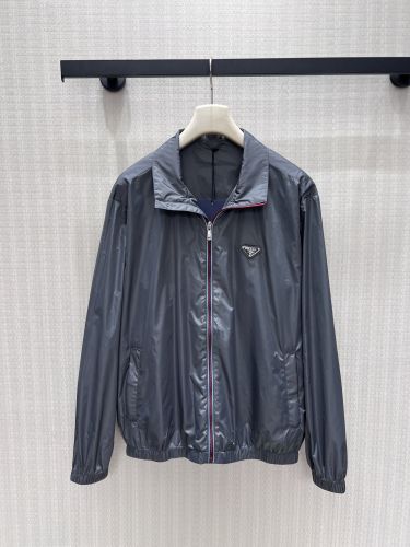 軽量 カジュアル ジップアップブルゾン プラダ ジャケット コピー グレー